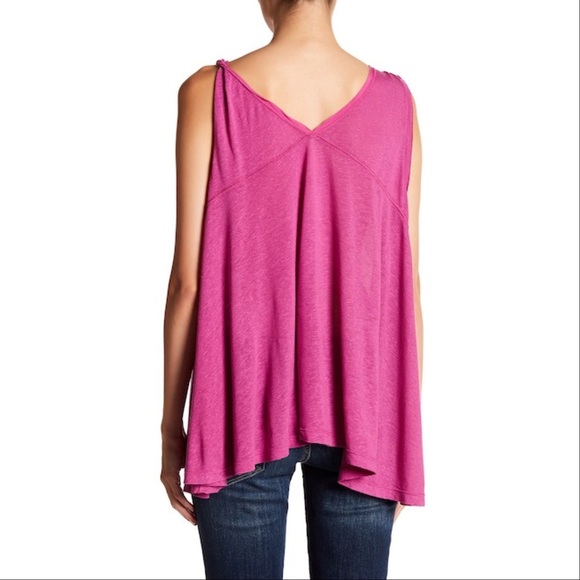 Free People Vibes Tank Top Pink Linen Medium - Picture 2 of 8